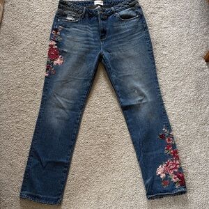 Floral Embroidered Blue Jeans
